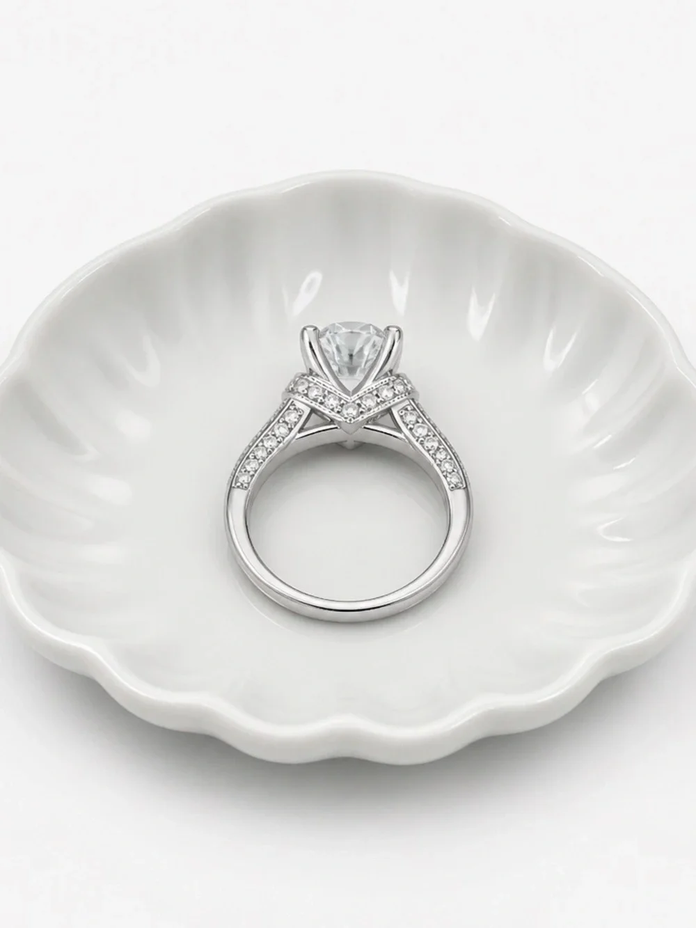 Vintage Jared Platinum Criss-Cross Cathedral Diamond Engagement Ring